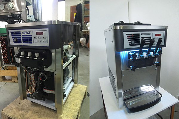 Small Size Table Top Soft Ice Cream Making Machine Low Noise Twin Twist Flavor