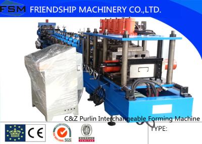 PLC Control C Z Purlin Roll Forming Machine With Punching Systerm