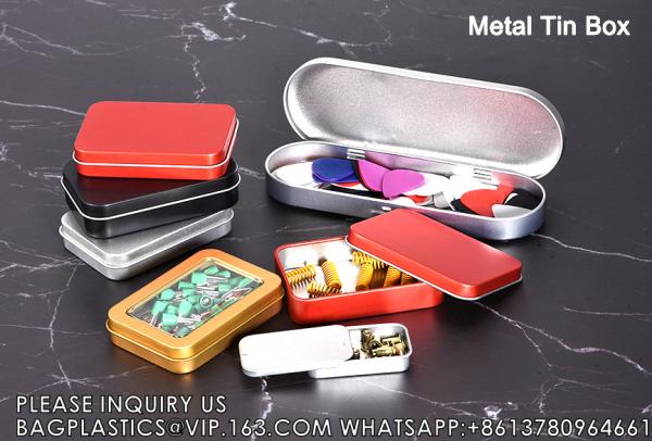 Metal Stationery Box Pencil Case Empty Hinged Tin Box Silver Pen Holders Tinplate Storage Containers