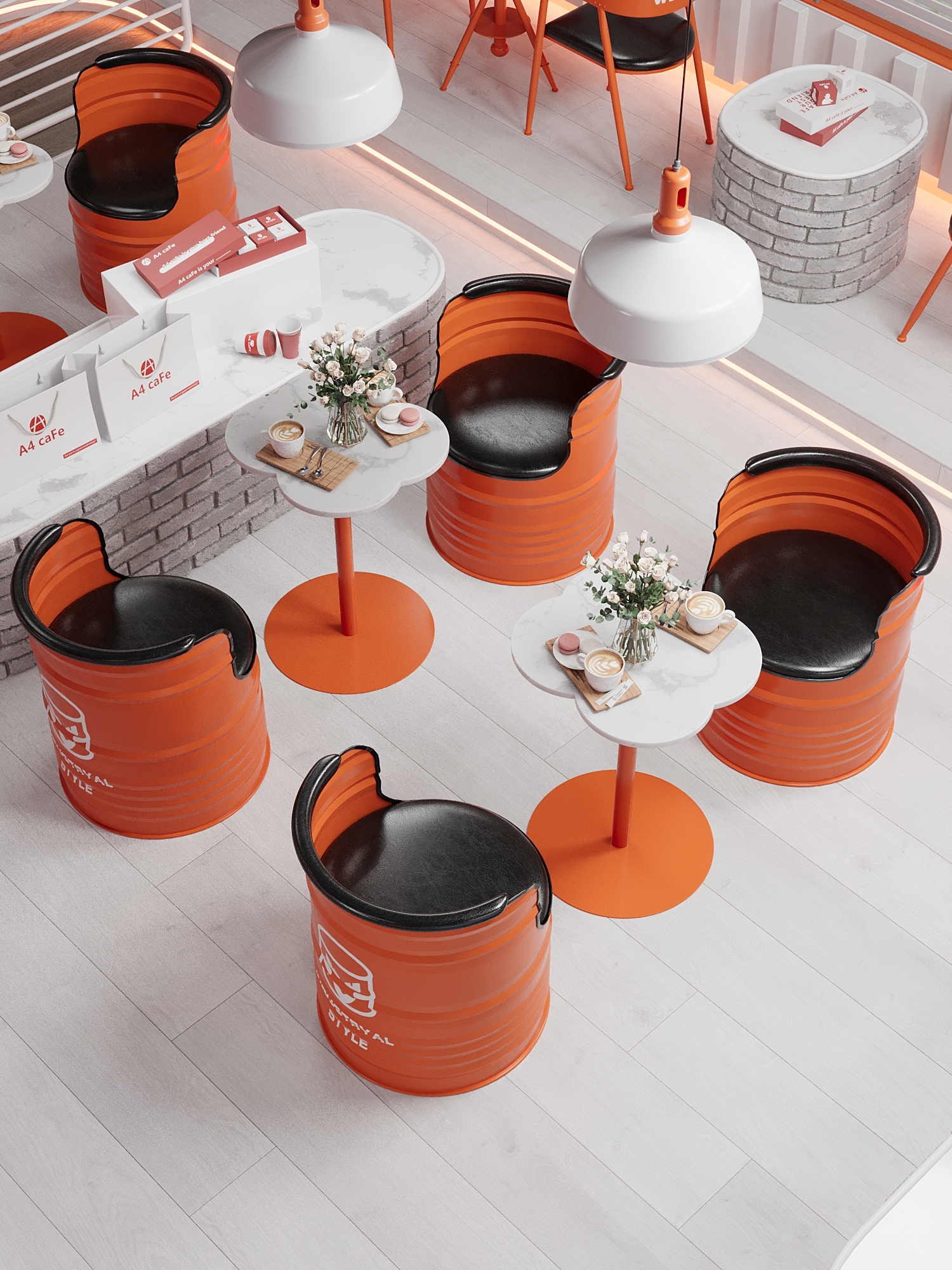 Durable Iron Frame Industrial Metal Chair Table Set with Premium PU Leather Upholstery and Compact Design