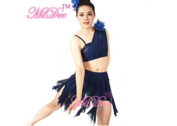 ODM Belly Dancing Clothes Diagonal - Neck Irregular Sequin Top Two Pieces Dancing Dress