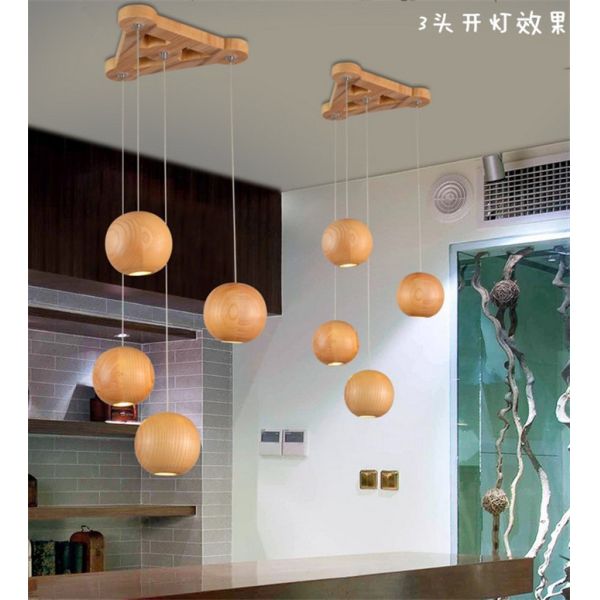 Wood Ball Pendant Lights For Indoor home Lighting Fixtures (WH-WP-15)