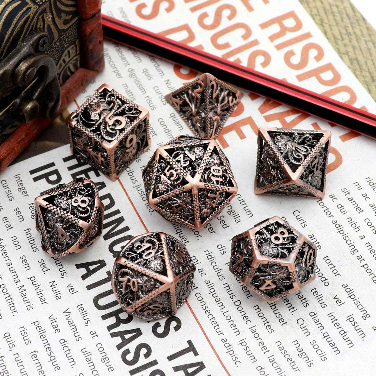 Lightweight High Durability Archaize Dice with Engraved Numbers for Tabletop Games