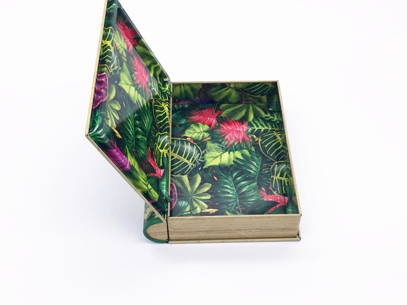 Book Shaped Metal Rectangular Gift Tin Can Printing With Embossing