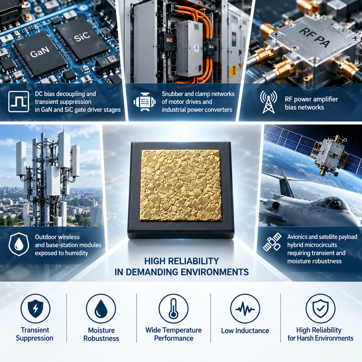 Transient Spike Rugged MOS Capacitor 470pF 50V Dielectric Passivation Single Layer Chip For ESD Overvoltage Protection