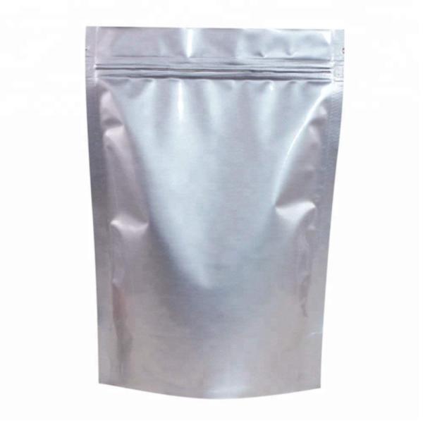 Food grade resealable retail stand up barrier pouch silver poly aluminum foil zipper bag for packaging snack/candy/tea