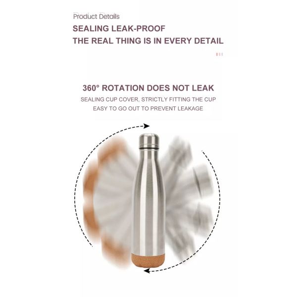 500ml Cork Bottom Cola Shaped Vacuum Seal Insulated Flask Stainless Steel Water Bottle