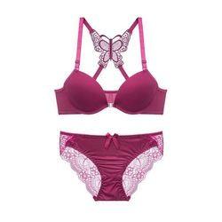 Back Front Closure Custom Underwear Set Women Cross Butterfly Bras Panties Set