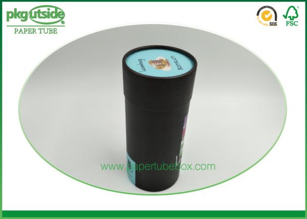 Black Kraft Paper Tube Packaging , Custom Logo Cardboard Tubes With Lids
