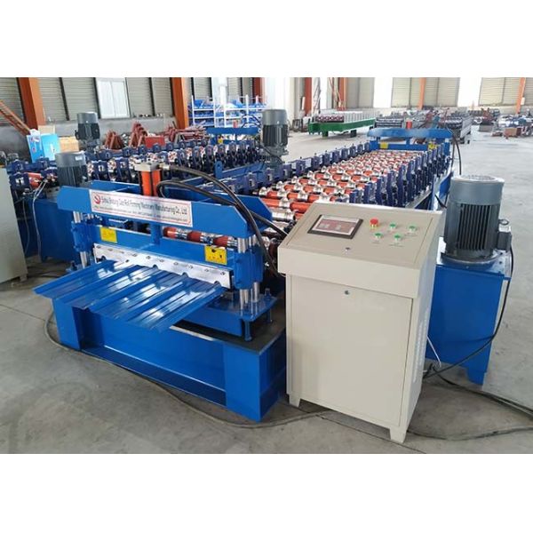 Blue Trapezoidal Sheet Roll Forming Machine , High Strength IBR Roll Forming Machine