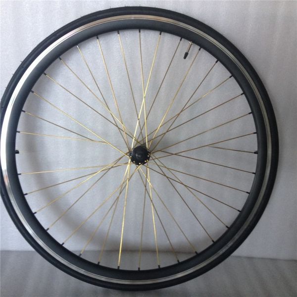43mm Anodized Blue Flip Flop Fixed Gear Road Bike Wheel Set with Colorful Spokes