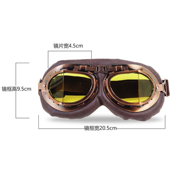 Custom Old Style Motorcycle Goggles with Adjustable High Strap and Anti-scratch Lens