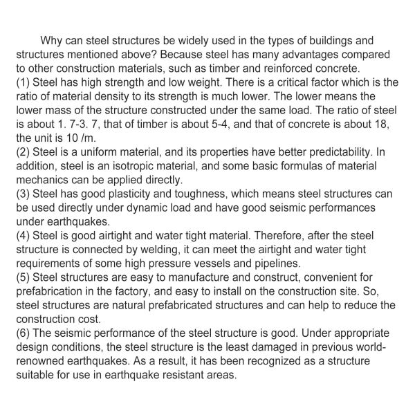 Steel construction large span metal warehouse building