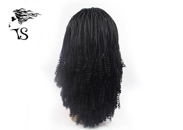 Black Lace Front Box Braids Synthetic Braided Wigs With Bottom Curly For Black Girls