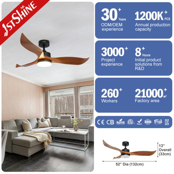 6 Speed Remote Control Plastic Decorative Ceiling Fan With 18W LED Light