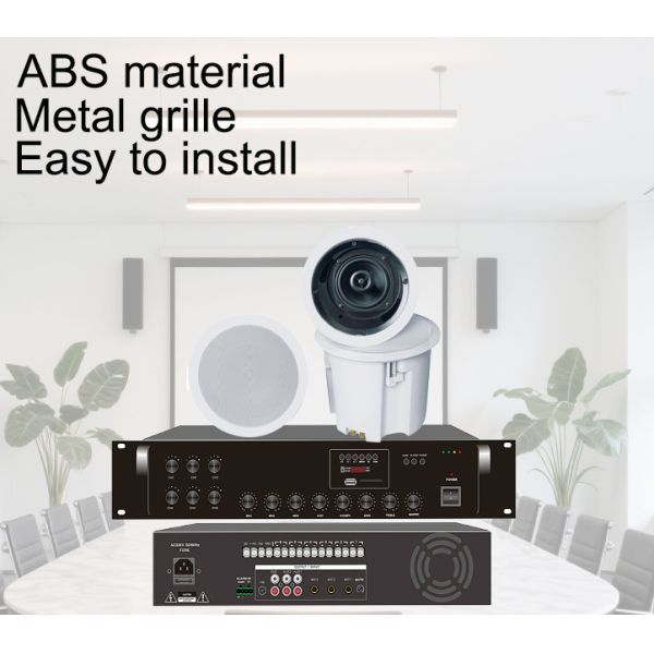 Coaxial Flush Mount Ceiling Speaker 8 Ohm Impedance Waterproof
