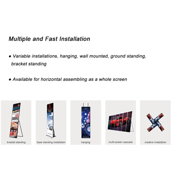 IP40 Indoor LED Poster Screen Digital Ads Display 2880Hz Refresh Rate 2 Years Warranty