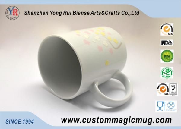 Beautiful 11 oz Customizable Coffee Mugs Heat Change Flower And Butterfly Straight