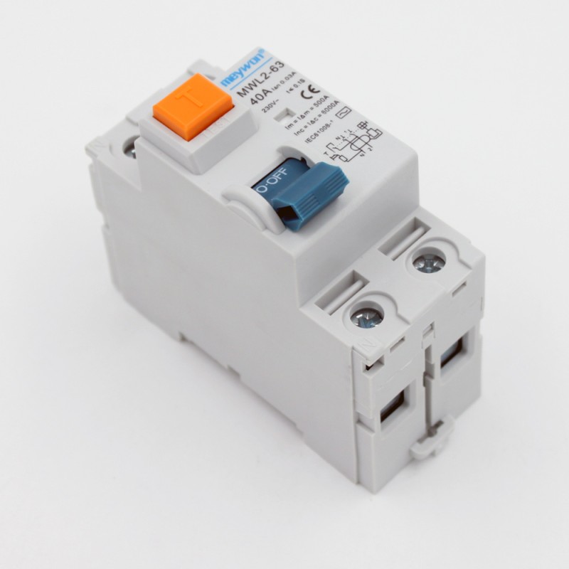 25A 40A 63A Electromagnetic Type RCBO Residual Current Operated Circuit with 2 Pole Rccb Miniature Circuit Breakers AC Type a
