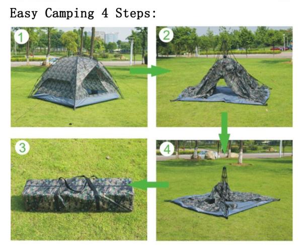 Fast Pitch Instant Camouflage Automatic Camping Tent for 3-4 Person Outdoor Hiking Camping and Picnic(HT6075)