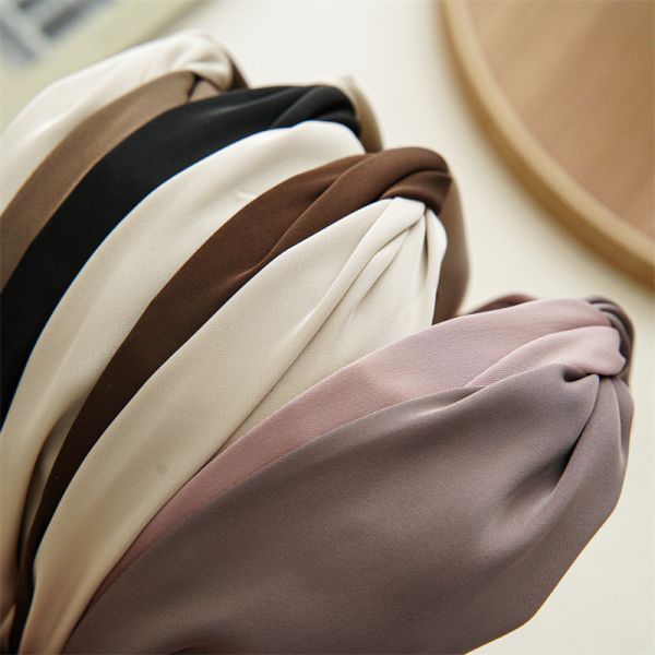 GLH003 Cross color girls womens fabric hair elastic stretch headbands accessories satin headband with bow