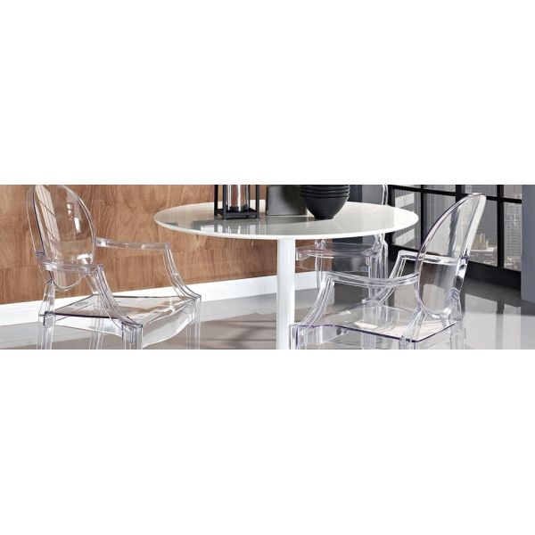 Modern Acrylic Stacking Kitchen Dining Room Arm Chair In Clear Fully Assembled Chair Transparent Plastic Dining