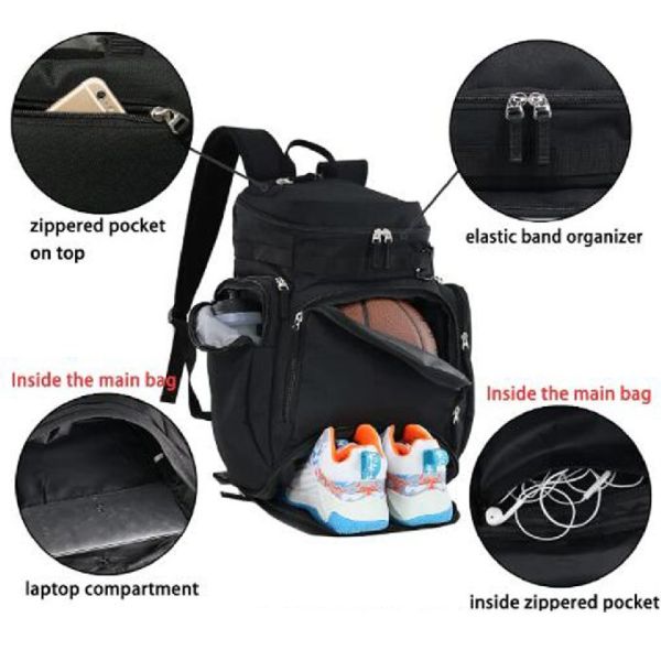Lightweight Large Capacity Sport Backpack Bag Polyester Gym Basketball Football Backpack