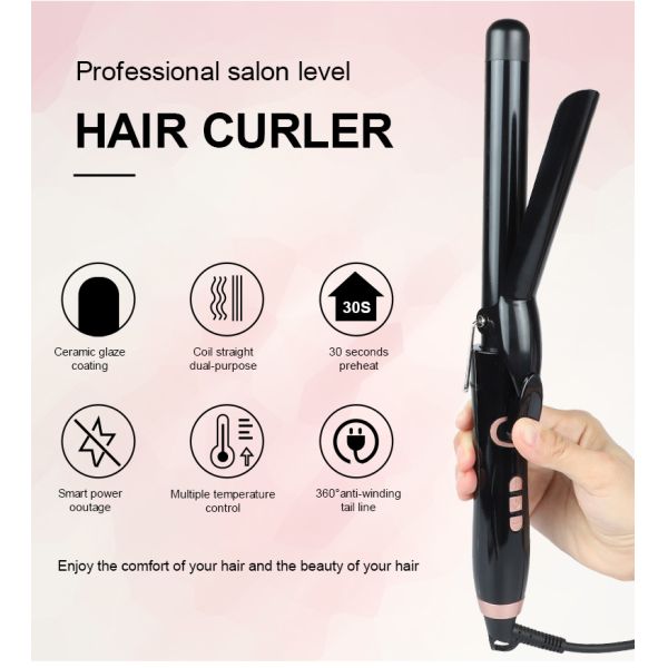 Tourmaline Ceramic Hair Curler , 25mm Barrel Hair Styler Curling Wand