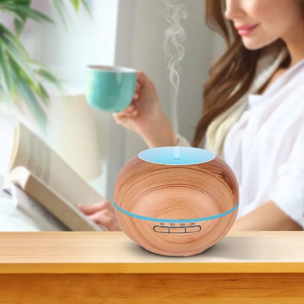 Factory Provide 200ml Wood Grain Essential Oil Scent Fragrance Aroma Diffusers for Home Large Room With Night Light