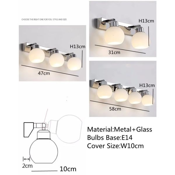 Crystal Bathroom Black Chrome Vanity wall Light Stainless Steel  Over Mirror Lights(WH-MR-90)