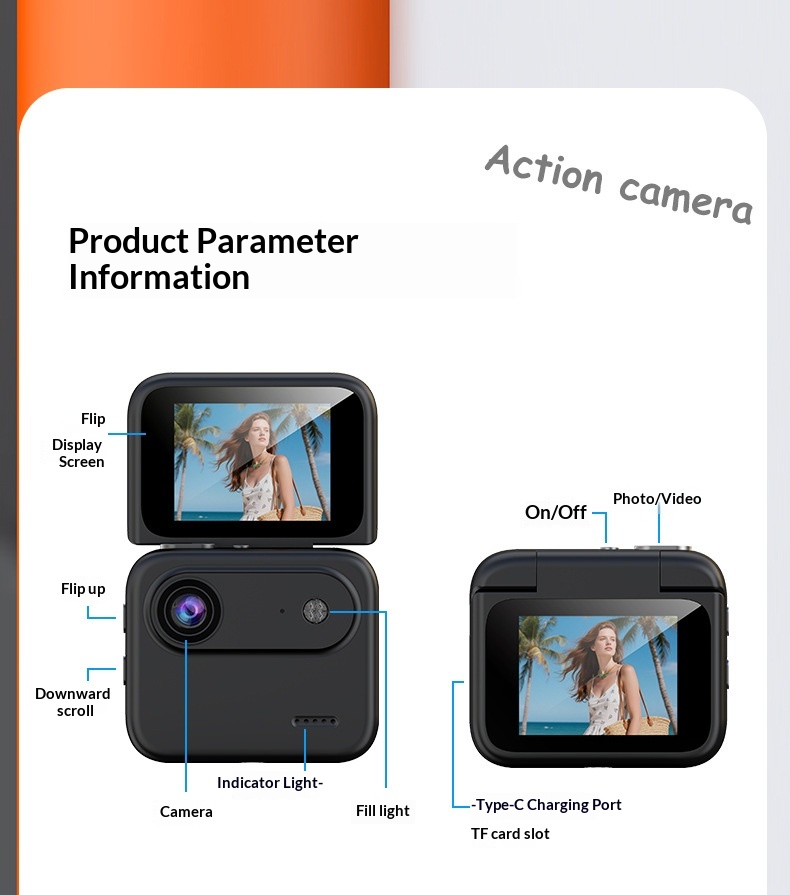 Cross-Border Best-Selling Y360 4K Outdoor Sports Camera Mini Thumb 128G 2.0-inch Screen 140 Wide Angle Handheld Vlog Video