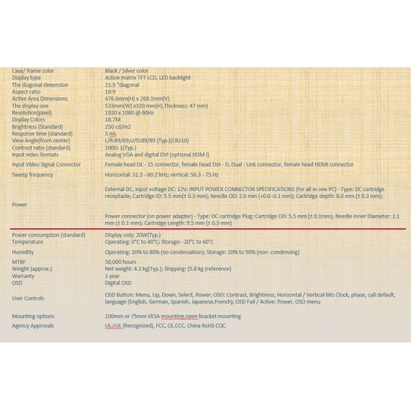 Desktop 21.5  Inch 2C Series Usb Touch Screen Monitor For All In One POS Machine