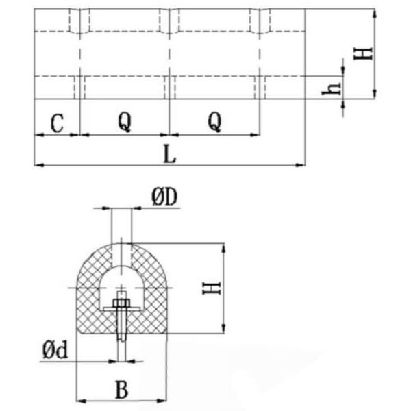 D-Type Rubber Fender Marine Fender with High Energy Absorption Convenient Mounting and Small Bottom Width