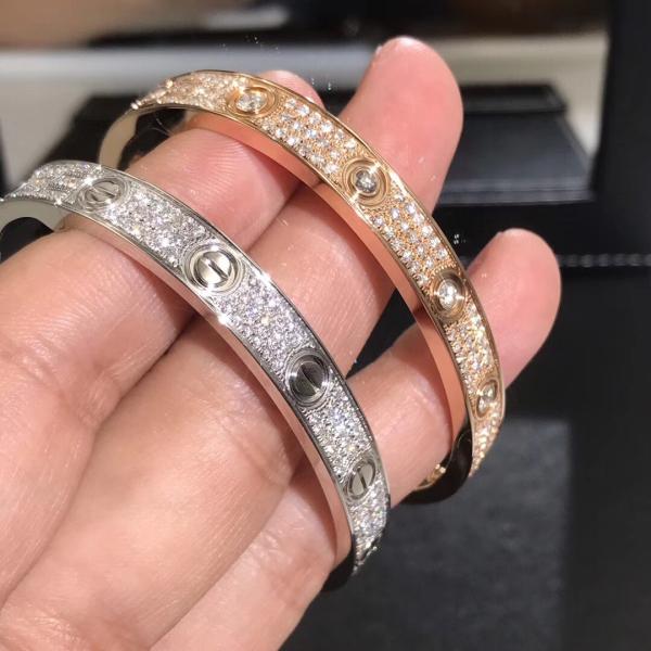 Popular Beautiful Gorgeous Factory Made 18k Car Tier Yellow/White/Rose Gold And Natural Diamonds LOVE Bracelet