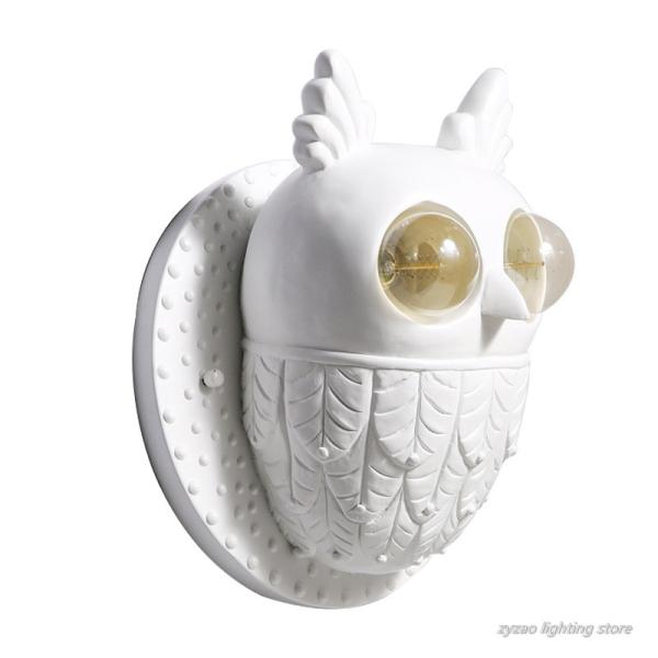 Creative Resin Birds Wall Lamps Bedroom Bedside Lamps White Ceramic Owl Wall Light (WH-VR-67）