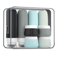 8 Items Combo Silicone Travel Bottle Set Gray Leak Proof 90ml 30ml Jars