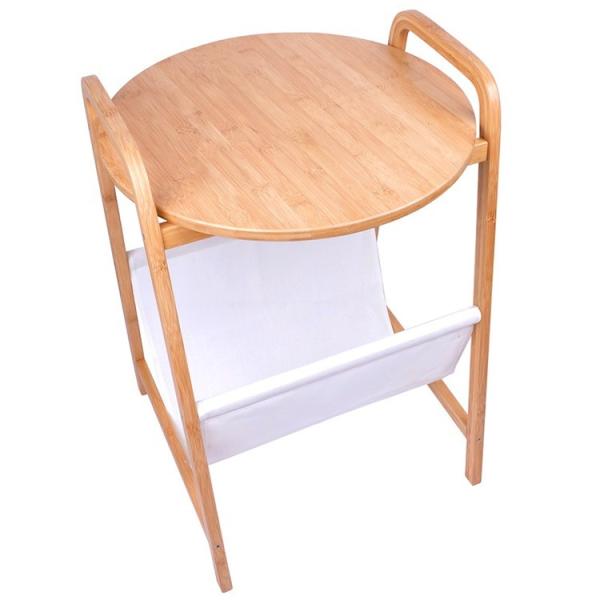 Mesa de sala de banho de bambu com armazenamento de tecido não tecido versátil e ecológico