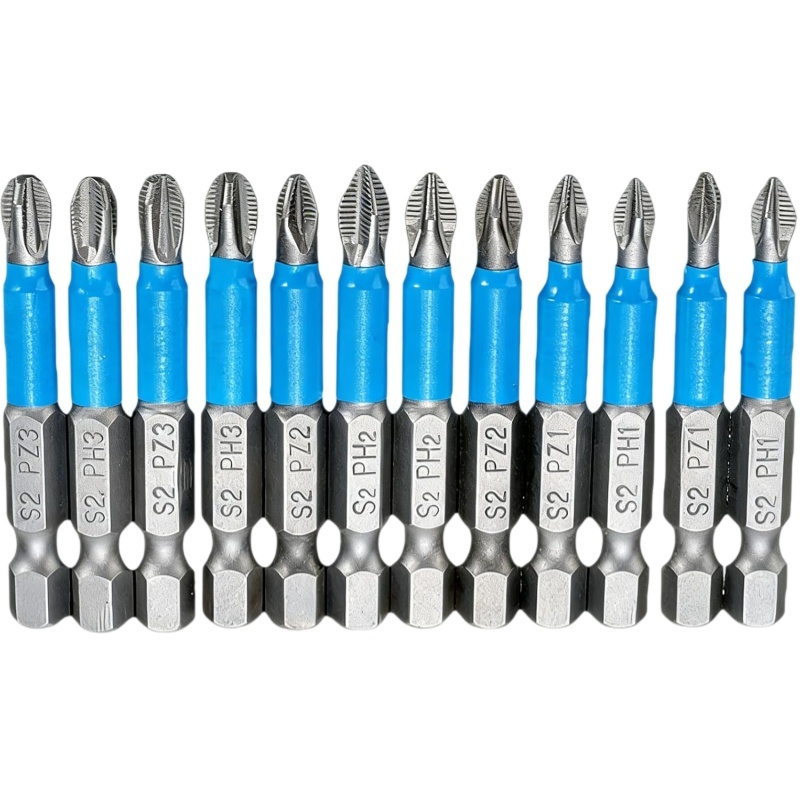 Industrial 12-Piece S2 Steel Impact Bit Set | 50mm Dual-Profile Master Kit (PH1-PH3 & PZ1-PZ3)