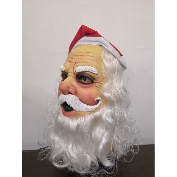 Realistic Santa Claus Mask Full Head Latex with Hat Beard Adult Christmas Cosplay Party Prop