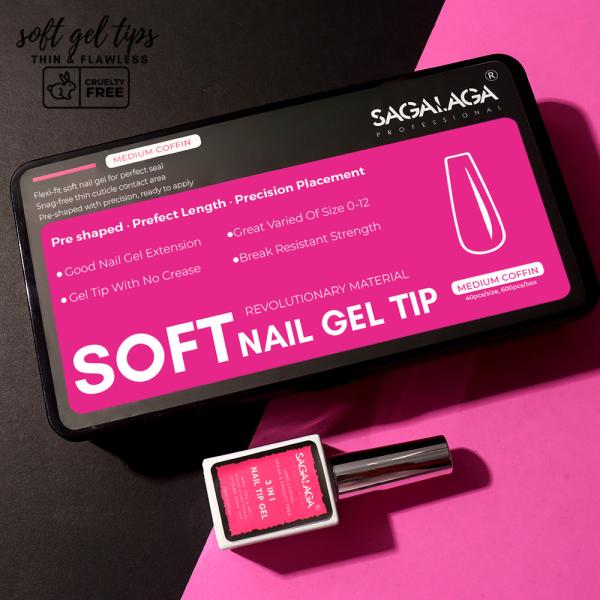 Salon-Approved Pink and Black Nail Tip Boxes with XXL Stiletto Press on Tips MSDS Certified