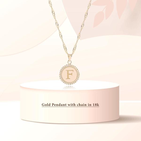 18K Gold ‘F’ Pendant Necklac