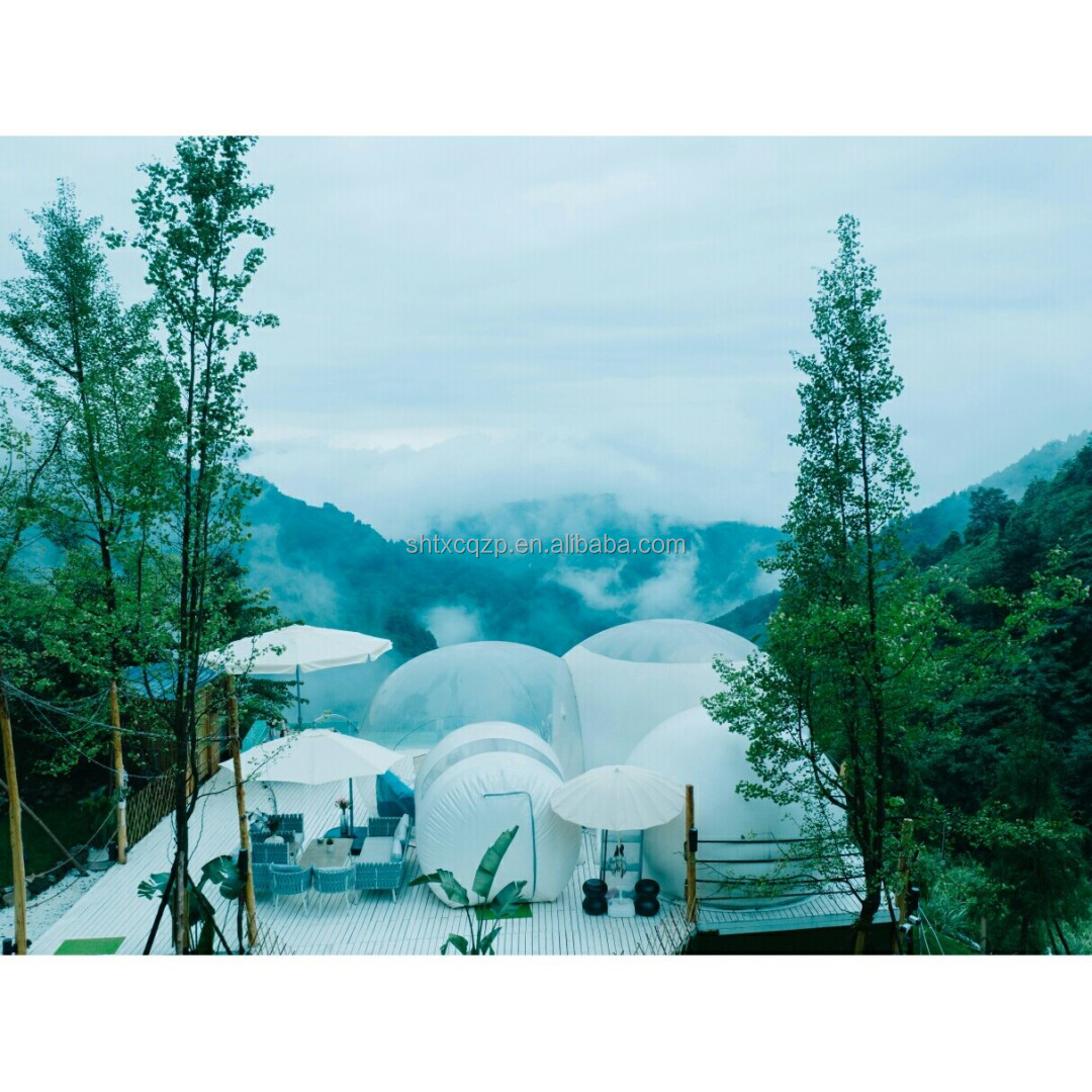 China Factory Cheap Inflatable Double Long Tunnel Clear Dome Tent Bubble Transparent House for Party Advertising