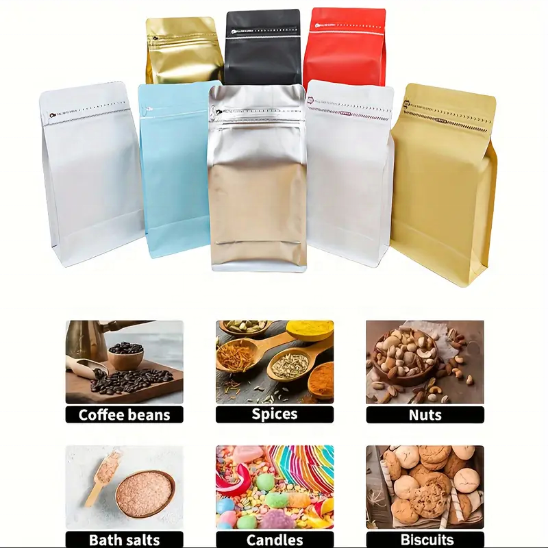 Custom Printed Coffee Bag 12oz Eight Side Sealed Flat Bottom Bolsas De Cafe Valve Zipper Plastic Bag Packaging Coffee Bag