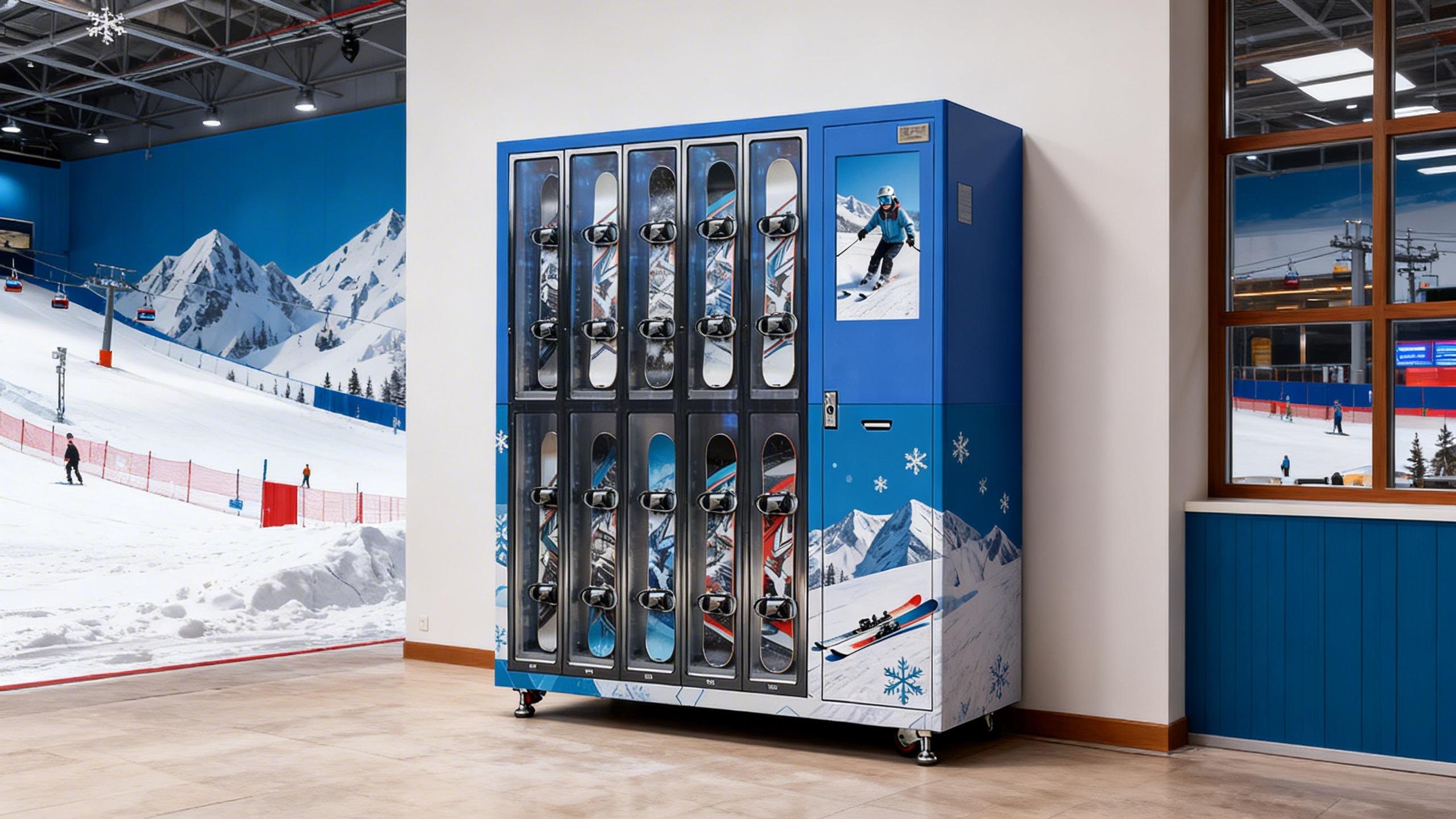 WEIMI Smart Snowboard Rental Locker Vending Machine for Indoor Ski Resorts – 24/7 Self-Service