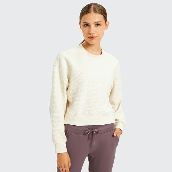 Autumn Winter Gym Crop Top Crew Neck Cotton Pullover Sportwear Cropped Sweatshirts Women
