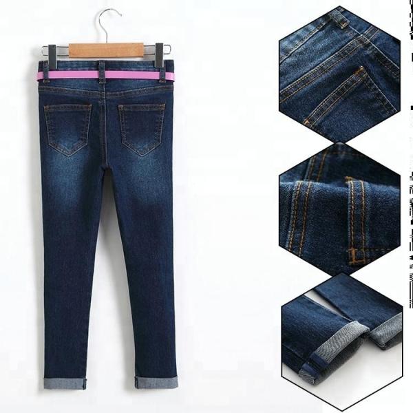Slim Fit Adjustable Waist Kids Denim Clothes , Spring Girls Denim Pants