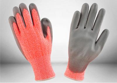 Work Protection Cut Resistant Gloves Orange Knitted Shell Crinkle Latex Coated Palm