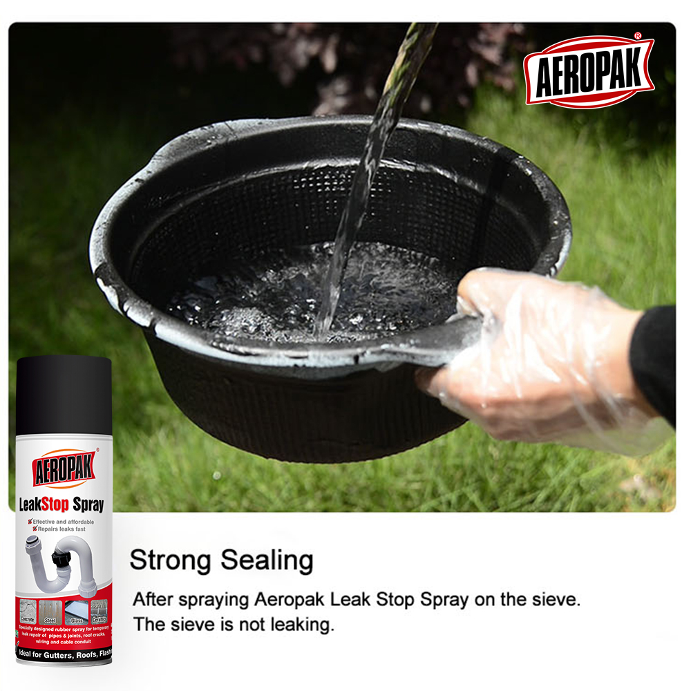 Aeropak APK-LS01 Waterproof Sealant Spray Anti-Corrosion Fast-Dry Leak-Stopper for Pipe Joints Cracks Concrete Hard Surfaces