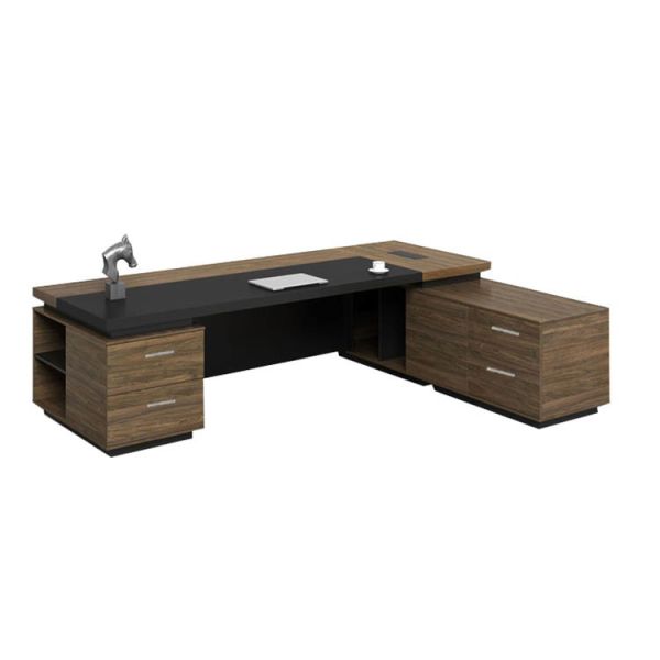 2 Meters 50mm Executive Office Desks CEO Desk L Shape With Side Cabinet