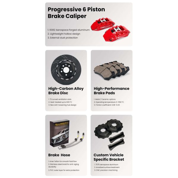 TEI P60ES étrier de frein avant 18/19 pouces Disque de frein 6 Pot Grand Kit de frein pour BMW Série 5 F10 E60 E39 E34 G60